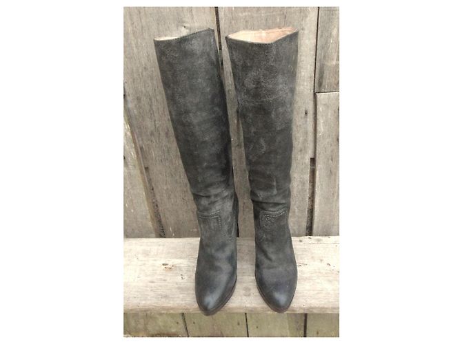 Frye Harlow Campus Grey Suede High Boots - view 3