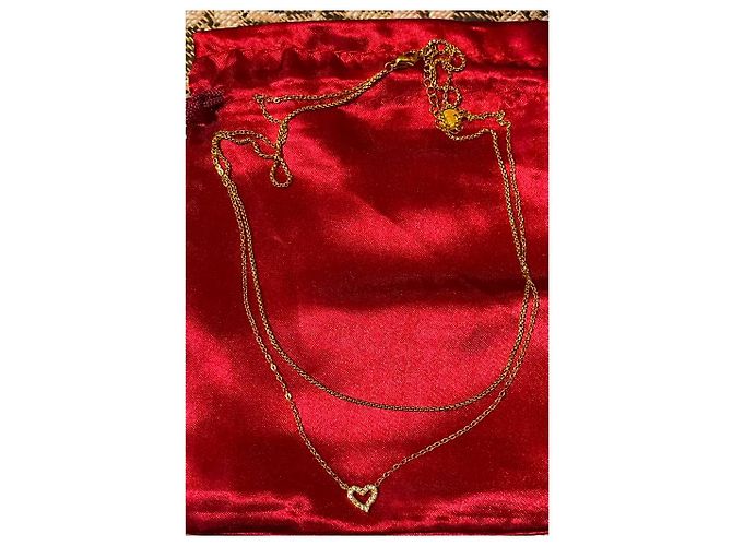 Autre Marque Collana a Doppia Catena con Pendente a Cuore D'oro - vista 3