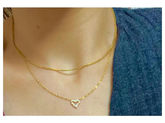 Autre Marque Collana a Doppia Catena con Pendente a Cuore D'oro - vista 7