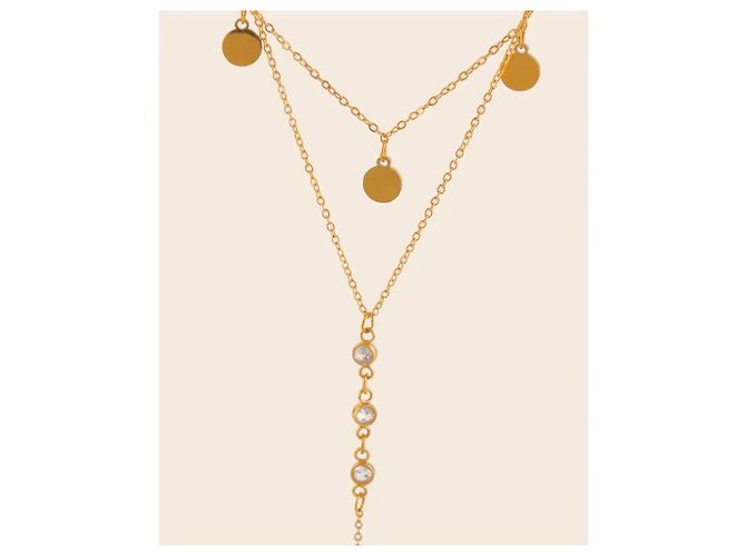 Autre Marque Collana a strati dorata con pendenti e cristalli D'oro - vista 12