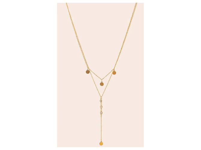 Autre Marque Collana a strati dorata con pendenti e cristalli D'oro - vista 2