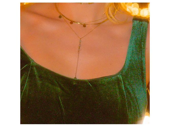 Autre Marque Collana a strati dorata con pendenti e cristalli D'oro - vista 4
