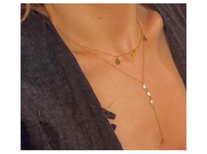 Autre Marque Collana a strati dorata con pendenti e cristalli D'oro - vista 5