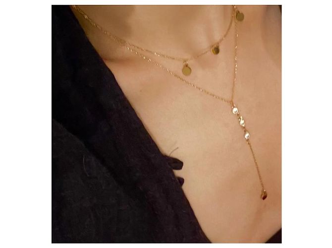 Autre Marque Collana a strati dorata con pendenti e cristalli D'oro - vista 6