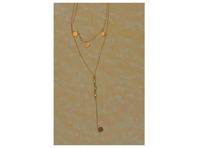 Autre Marque Collana a strati dorata con pendenti e cristalli D'oro - vista 9