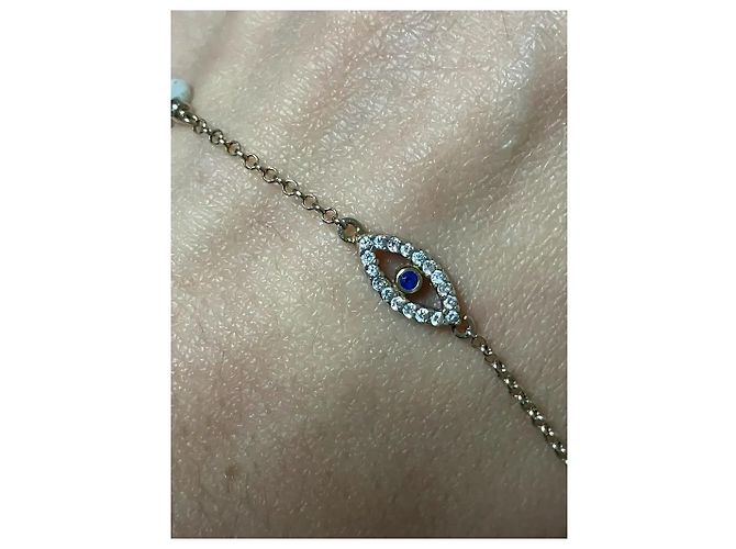Autre Marque Bracciale Malocchio e Cuore in Argento Placcato Oro Blu - vista 10