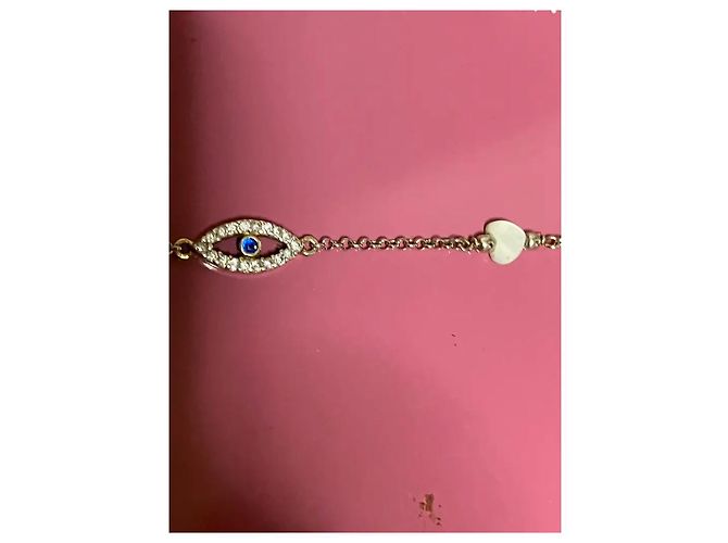 Autre Marque Bracciale Malocchio e Cuore in Argento Placcato Oro Blu - vista 7
