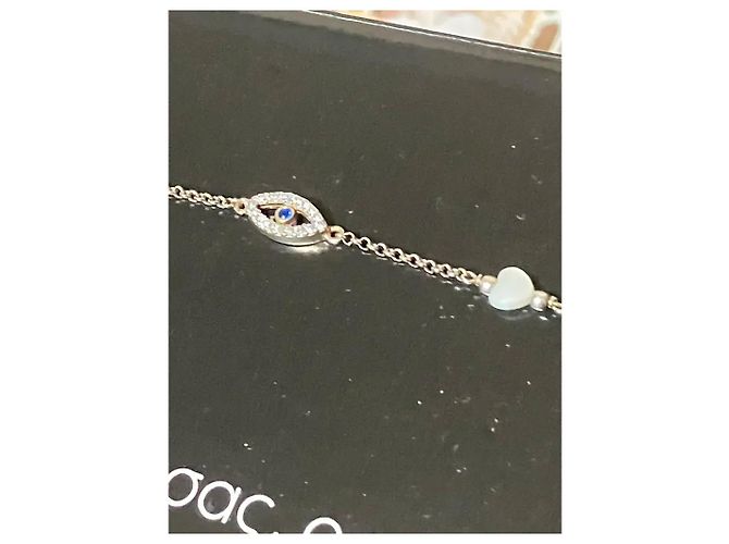 Autre Marque Bracciale Malocchio e Cuore in Argento Placcato Oro Blu - vista 8