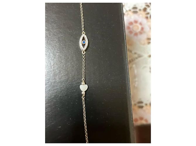 Autre Marque Bracciale Malocchio e Cuore in Argento Placcato Oro Blu - vista 9