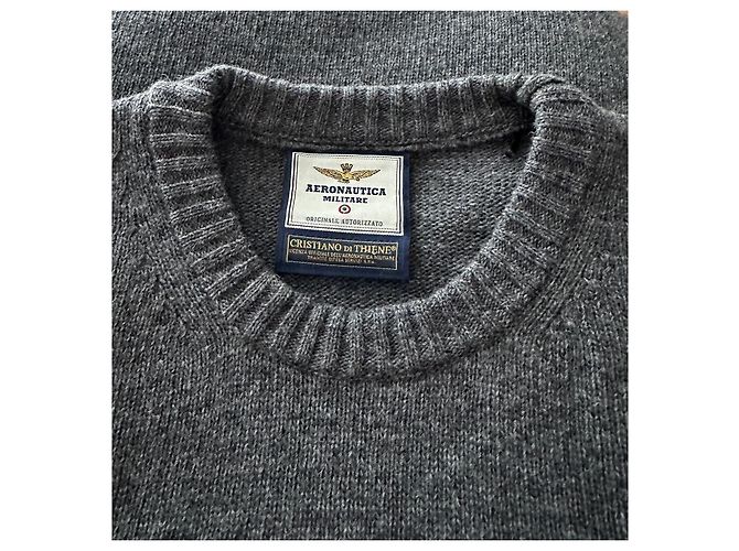 Autre Marque Aeronautica Militare Wollmischung Pullover Grau - Ansicht 4