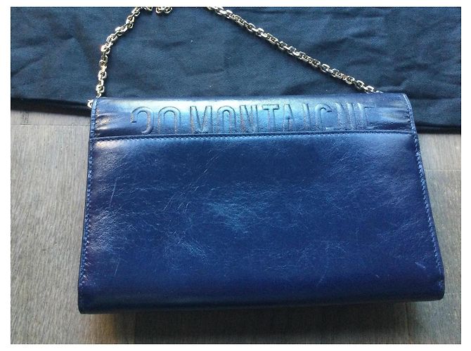 Christian Dior CD Wallet on chain style shoulder bag in navy blue leather - view 6