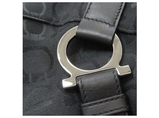 Gancini Borsa Boston in tela nera Salvatore Ferragamo Nero - vista 14