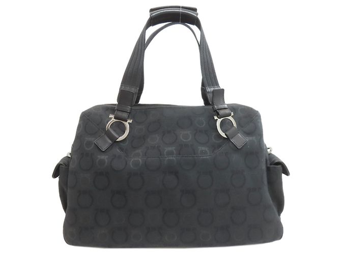 Gancini Borsa Boston in tela nera Salvatore Ferragamo Nero - vista 2