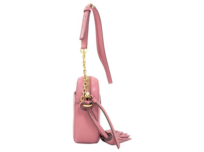 Borsa a tracolla in pelle rosa con logo Tory Burch - vista 3