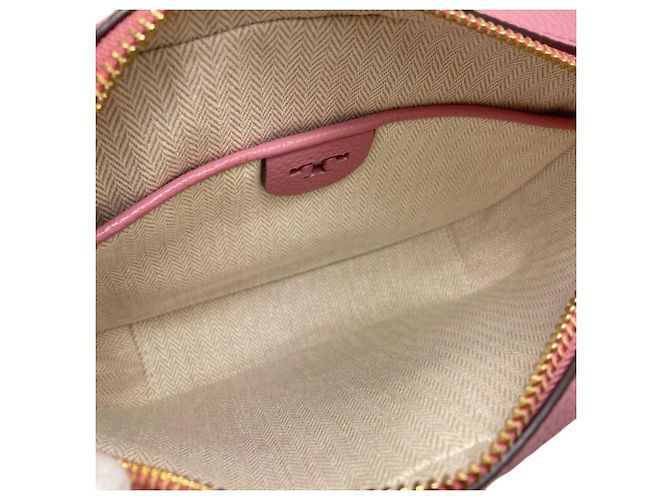 Borsa a tracolla in pelle rosa con logo Tory Burch - vista 5