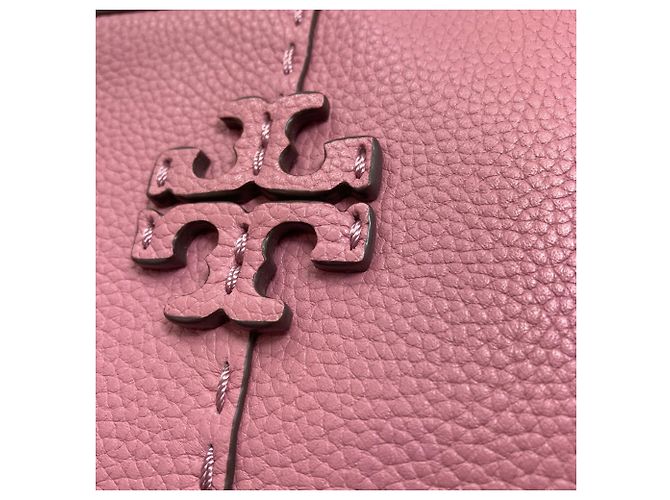 Borsa a tracolla in pelle rosa con logo Tory Burch - vista 8