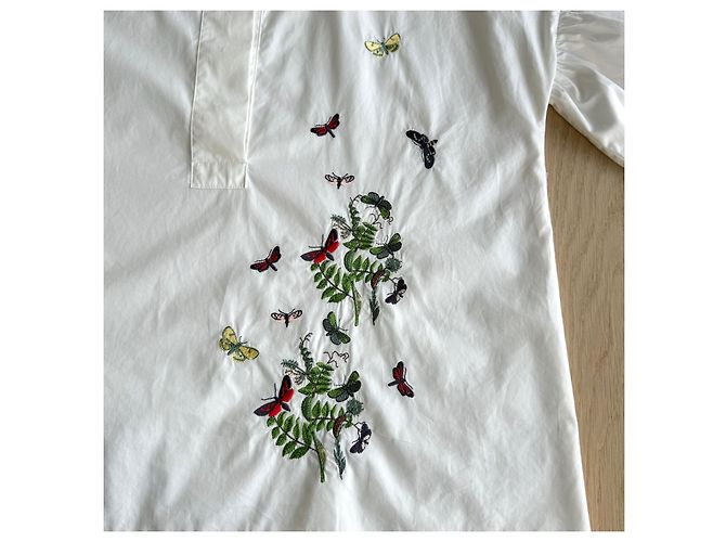 Weekend Max Mara Camicia Bianca Ricamo Farfalla Nero Bianco Rosso Verde Giallo - vista 7