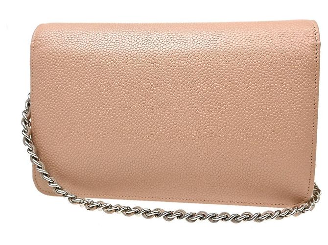 Wallet On Chain Portafoglio con catena con logo Chanel in pelle Rosa - vista 2