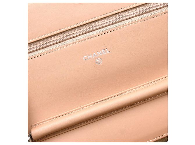 Wallet On Chain Portafoglio con catena con logo Chanel in pelle Rosa - vista 7