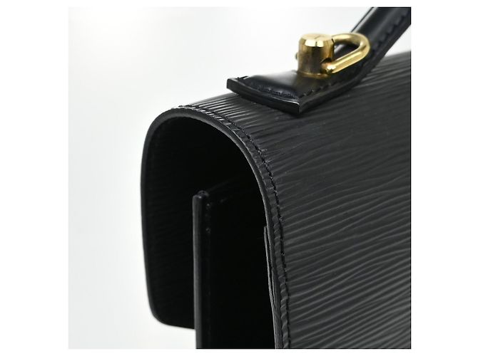 Borsa Louis Vuitton Monceau in pelle Epi BB Nero - vista 7