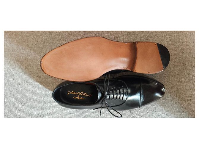 Nuovo-Silvano Lattanzi – Scarpe stringate Oxford in pelle nera con anticatura rossa Nero - vista 10