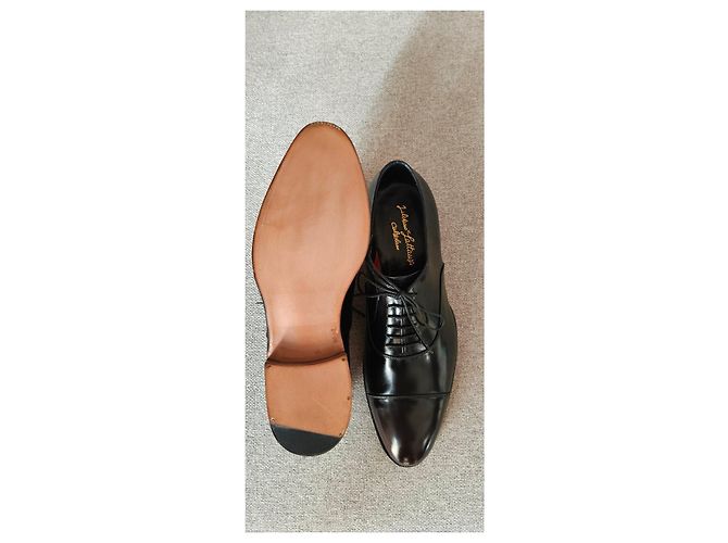 Nuovo-Silvano Lattanzi – Scarpe stringate Oxford in pelle nera con anticatura rossa Nero - vista 11