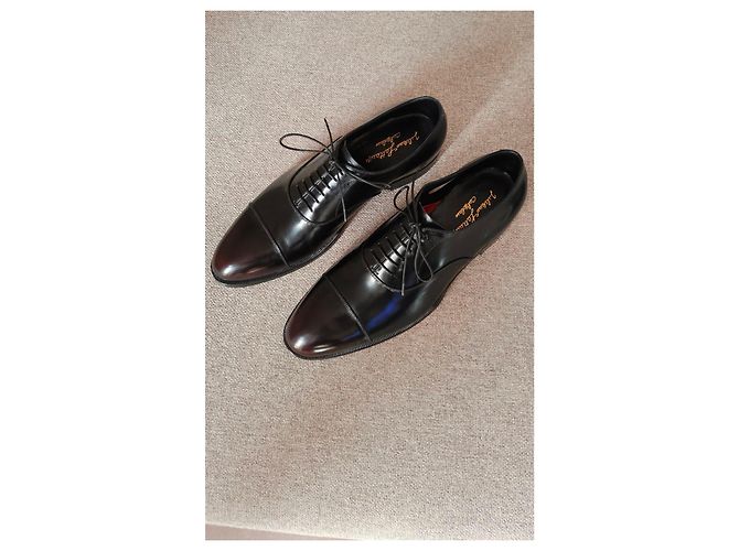 Nuovo-Silvano Lattanzi – Scarpe stringate Oxford in pelle nera con anticatura rossa Nero - vista 12