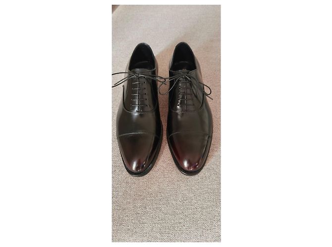 Nuovo-Silvano Lattanzi – Scarpe stringate Oxford in pelle nera con anticatura rossa Nero - vista 2