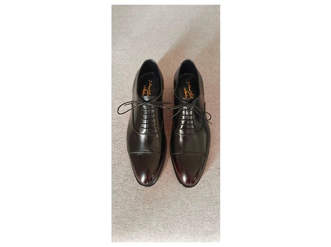 Nuovo-Silvano Lattanzi – Scarpe stringate Oxford in pelle nera con anticatura rossa Nero - vista 4
