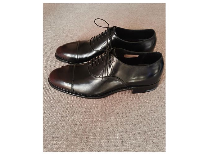 Nuovo-Silvano Lattanzi – Scarpe stringate Oxford in pelle nera con anticatura rossa Nero - vista 5