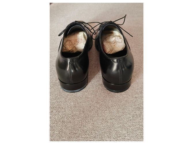 Nuovo-Silvano Lattanzi – Scarpe stringate Oxford in pelle nera con anticatura rossa Nero - vista 7