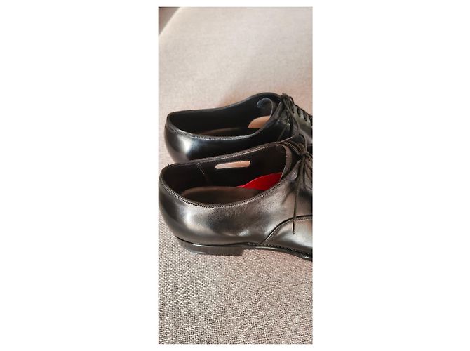 Nuovo-Silvano Lattanzi – Scarpe stringate Oxford in pelle nera con anticatura rossa Nero - vista 9