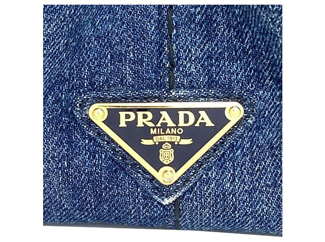 Prada Canapa Mini 2-Way Handtasche Blau - Ansicht 9