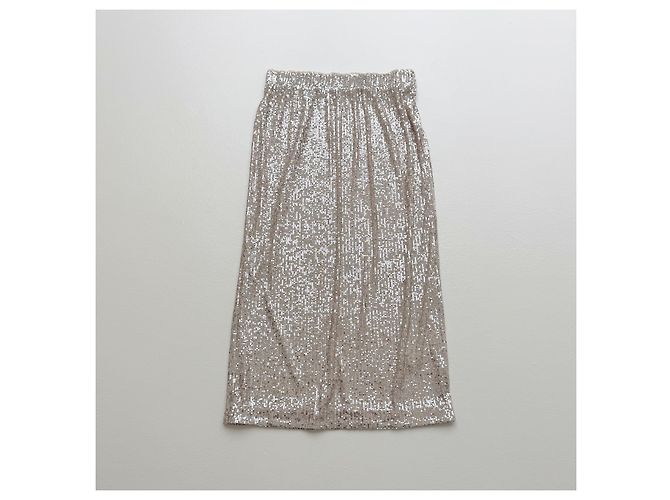 Weekend Max Mara Pailletten-Midirock Champagner - Größe L Silber - Ansicht 4