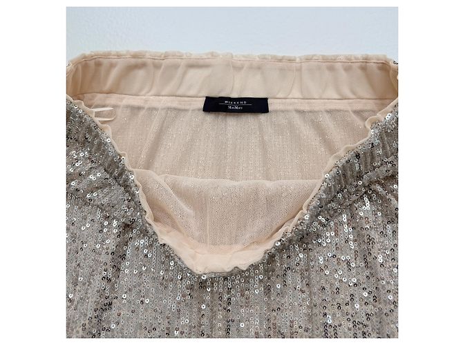 Weekend Max Mara Pailletten-Midirock Champagner - Größe L Silber - Ansicht 6