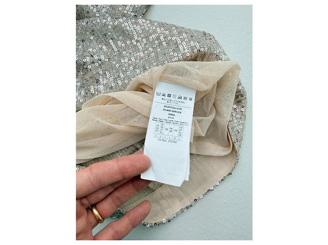 Weekend Max Mara Pailletten-Midirock Champagner - Größe L Silber - Ansicht 7