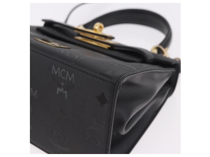 Borsa MCM Logogram Vicetos PVC 2way Nera Oro Auth 183880A Nero D'oro - vista 13