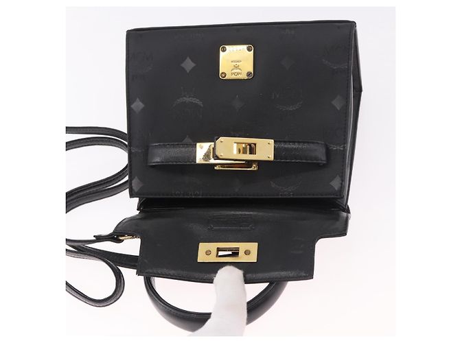 Borsa MCM Logogram Vicetos PVC 2way Nera Oro Auth 183880A Nero D'oro - vista 18