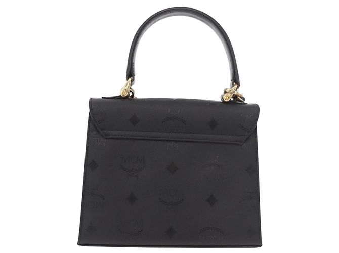 Borsa MCM Logogram Vicetos PVC 2way Nera Oro Auth 183880A Nero D'oro - vista 3