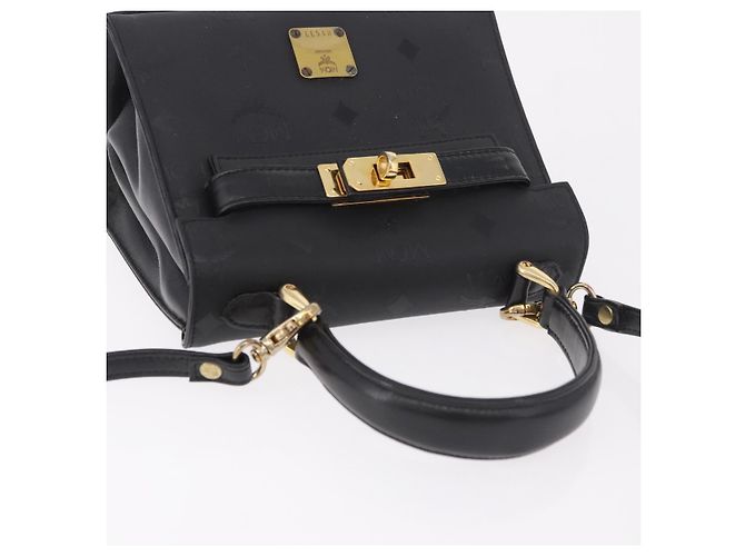 Borsa MCM Logogram Vicetos PVC 2way Nera Oro Auth 183880A Nero D'oro - vista 6
