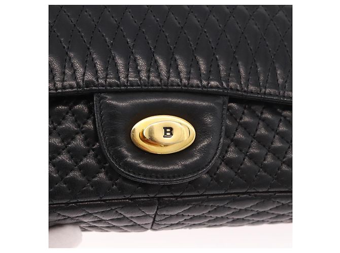 Borsa a Spalla con Catena BALLY in Pelle Nera e Oro Auth kk688A Nero D'oro - vista 14