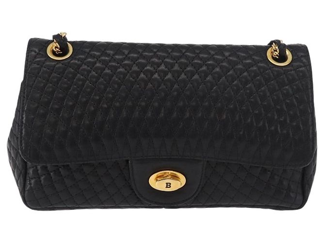 Borsa a Spalla con Catena BALLY in Pelle Nera e Oro Auth kk688A Nero D'oro - vista 2