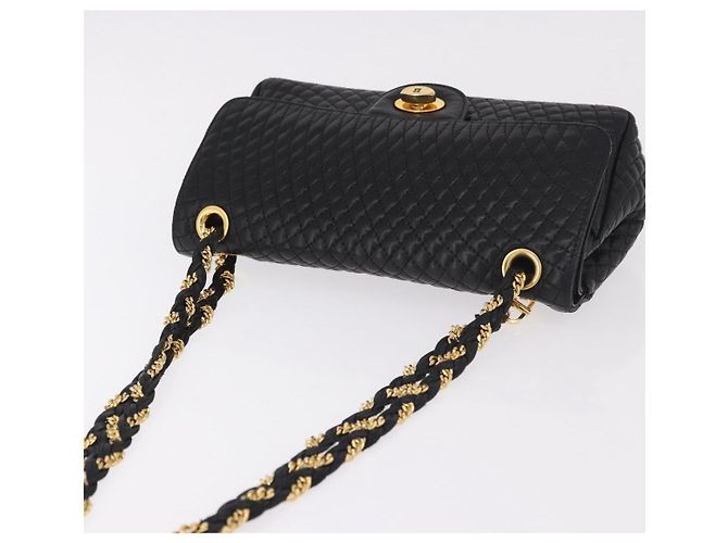 Borsa a Spalla con Catena BALLY in Pelle Nera e Oro Auth kk688A Nero D'oro - vista 6