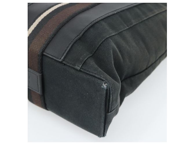 Hermès HERMES Troca Vertical Tote Bag Baumwolle Schwarz Silber Authentisch ar13941 - Ansicht 10