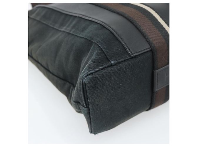 Hermès HERMES Troca Vertical Tote Bag Baumwolle Schwarz Silber Authentisch ar13941 - Ansicht 11