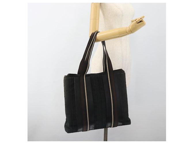 Hermès HERMES Troca Vertical Tote Bag Baumwolle Schwarz Silber Authentisch ar13941 - Ansicht 21