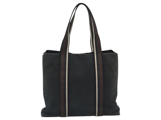Hermès HERMES Troca Vertical Tote Bag Baumwolle Schwarz Silber Authentisch ar13941 - Ansicht 3