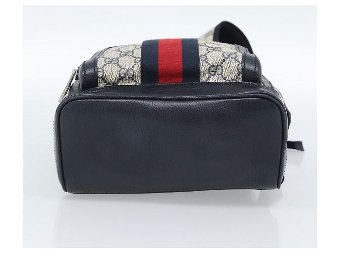 Zaino GUCCI GG Supreme Sherry Line PVC Blu Navy Argento Rosso 547965 Auth ka4697SAM - vista 11