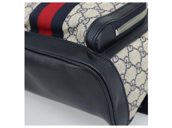 Zaino GUCCI GG Supreme Sherry Line PVC Blu Navy Argento Rosso 547965 Auth ka4697SAM - vista 12