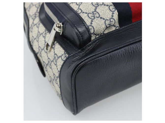 Zaino GUCCI GG Supreme Sherry Line PVC Blu Navy Argento Rosso 547965 Auth ka4697SAM - vista 13